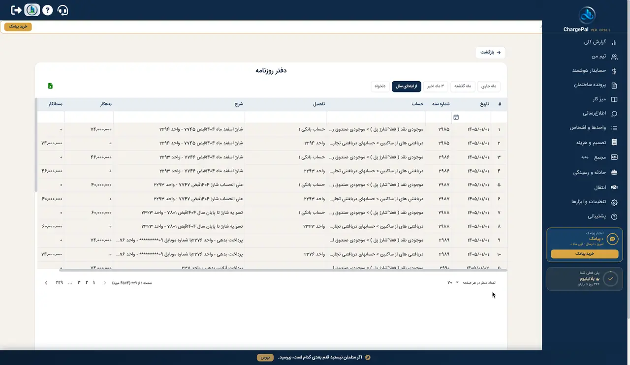 دفتر روزنامه در پنل شارژپال (ساختمان نمایشی)